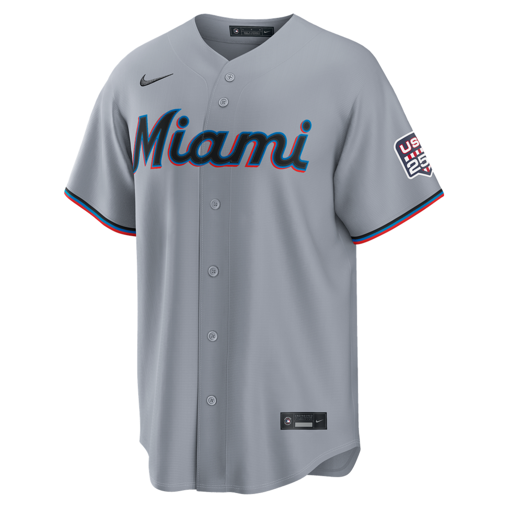Miami Marlins Kyle Stowers Nike USA 250 Fourth of July Road Stadium Jersey - Gray