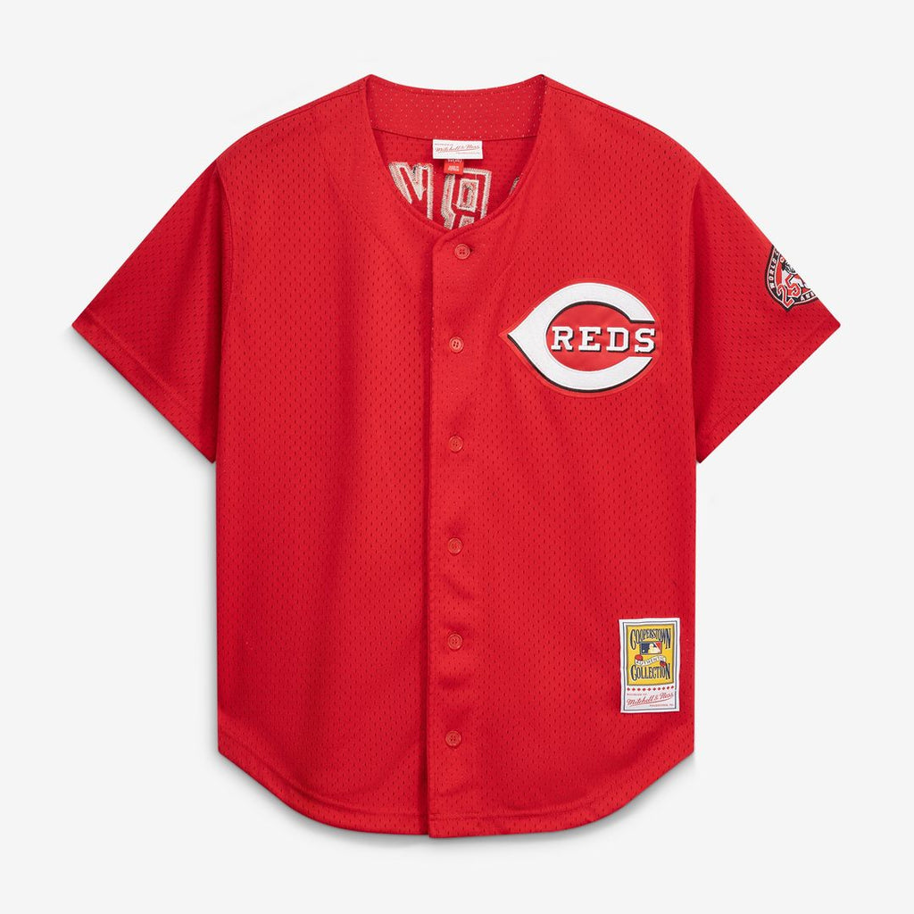 Cincinnati Reds Barry Larkin Mitchell & Ness Throwback Cooperstown Mesh Batting Practice Jersey - Red