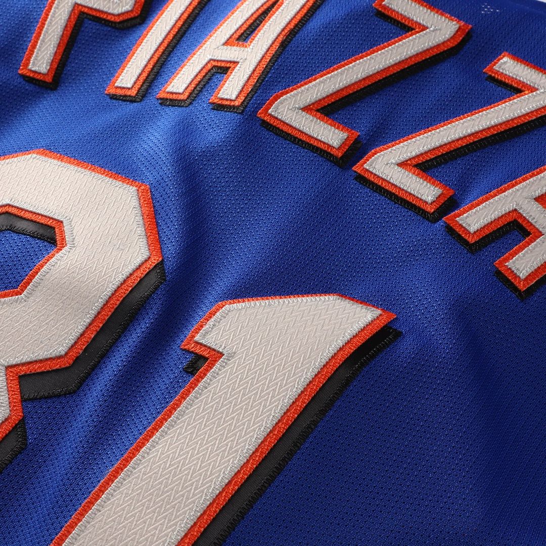 New York Mets Mike Piazza Mitchell & Ness Cooperstown Mesh Batting Practice Button-Up Jersey - Royal