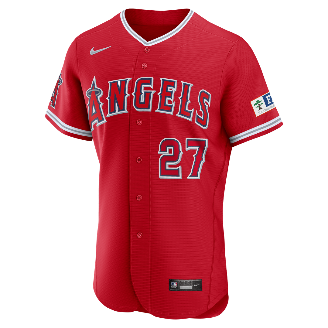 Los Angeles Angels Mike Trout Nike Alternate Authentic Sponsor Patch Jersey - Red