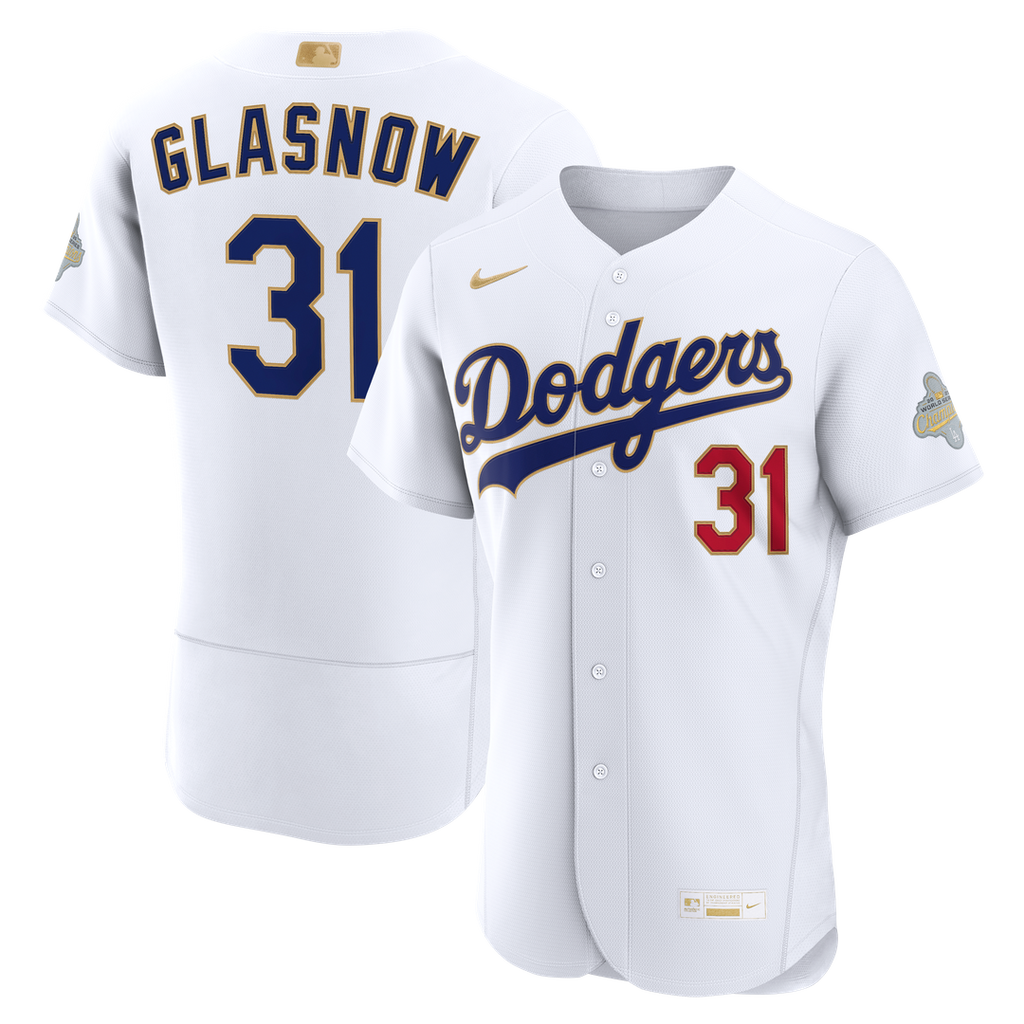 Los Angeles Dodgers Tyler Glasnow Nike 2026 Gold Collection Authentic Jersey - White