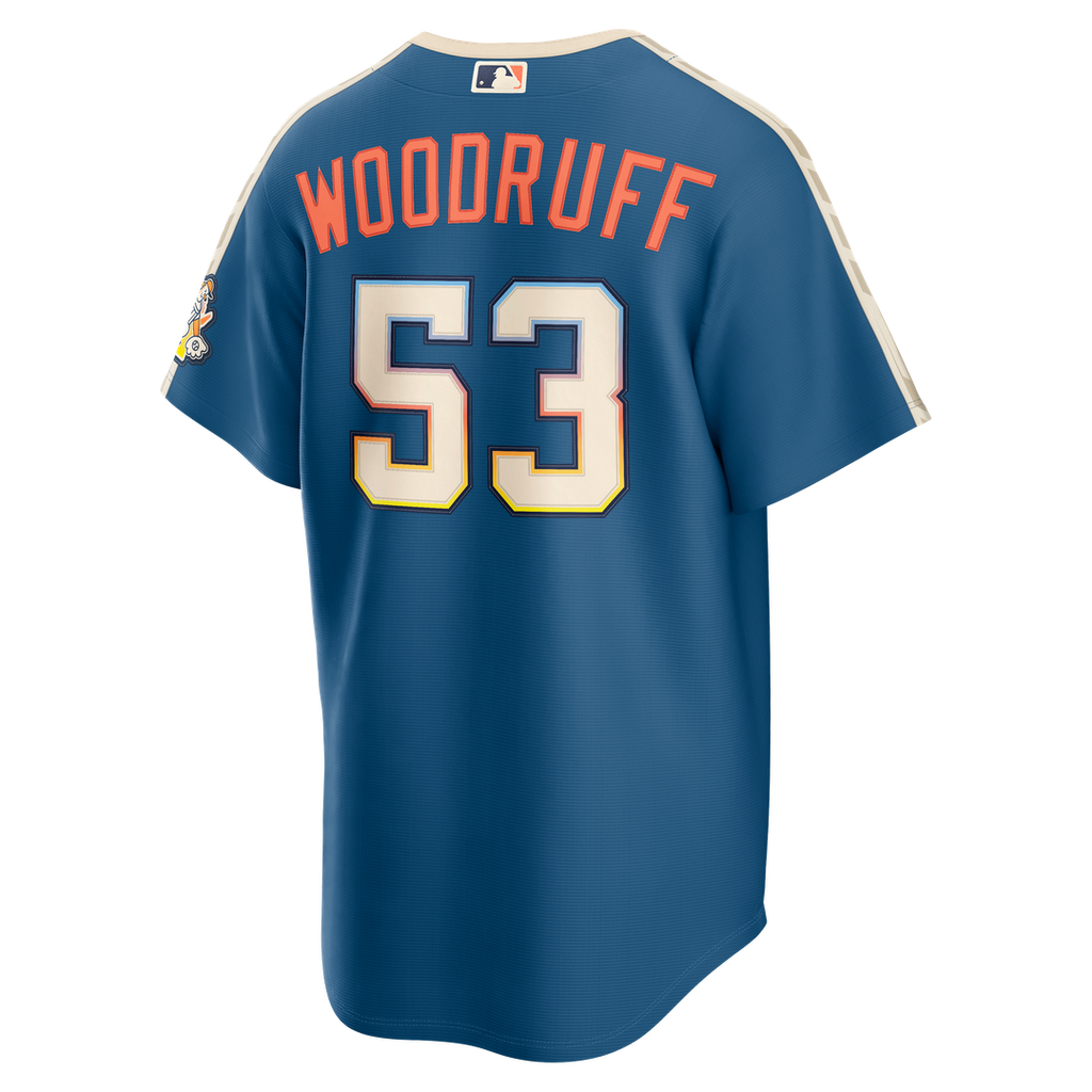 Milwaukee Brewers Brandon Woodruff Nike 2026 City Connect Stadium Jersey - Mineral Blue