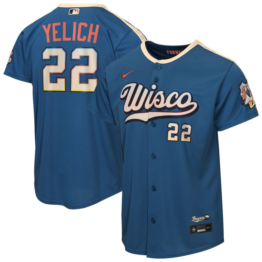 Milwaukee Brewers Christian Yelich Nike Youth 2026 City Connect Stadium Jersey - Mineral Blue