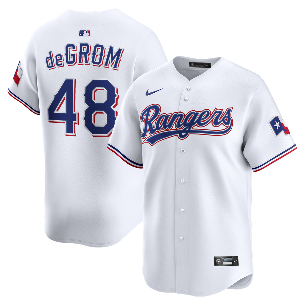 Texas Rangers Jacob deGrom Nike Home Limited Jersey - White