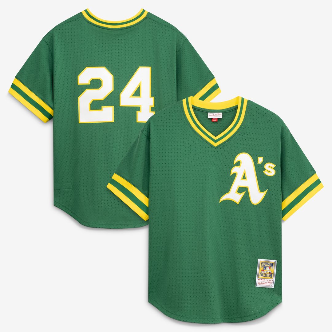 Athletics Rickey Henderson Mitchell & Ness Authentic Batting Practice Jersey - Green