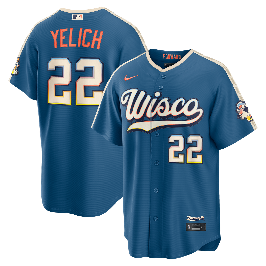 Milwaukee Brewers Christian Yelich Nike 2026 City Connect Stadium Jersey - Mineral Blue