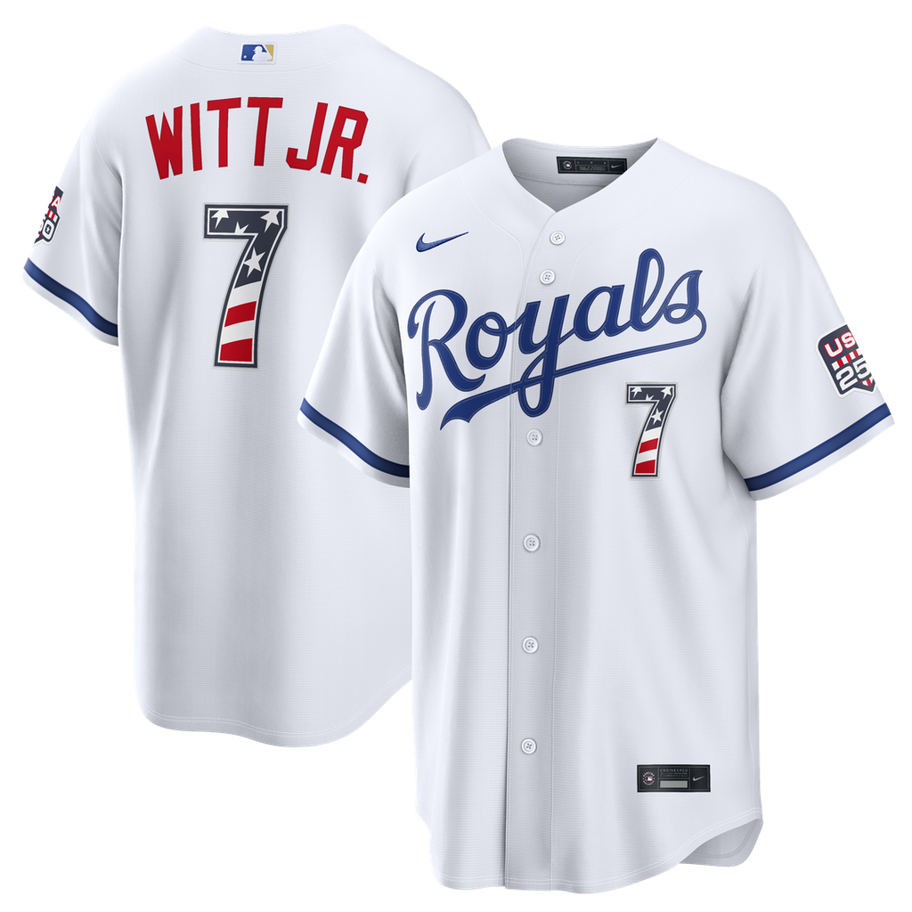 Kansas City Royals Bobby Witt Jr. Nike USA 250 Fourth of July Home Stadium Jersey - White
