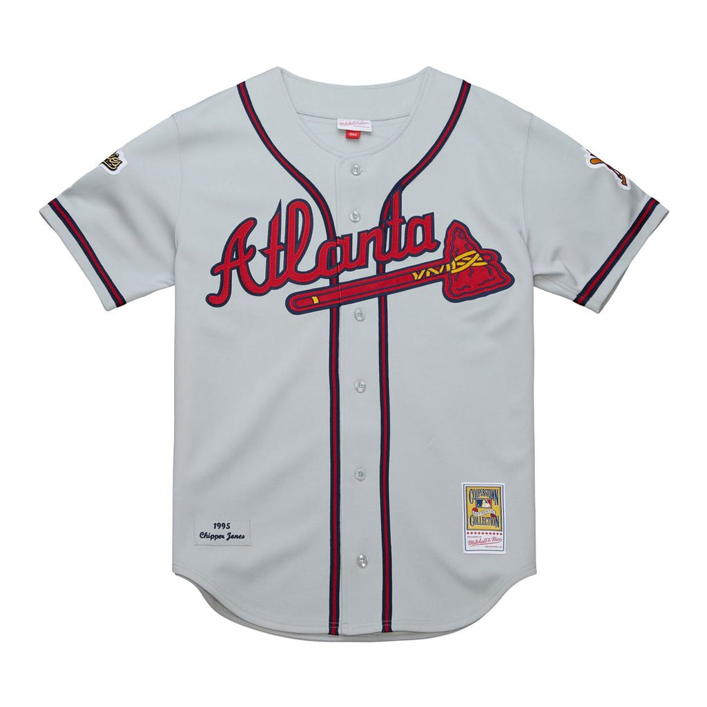 Atlanta Braves Chipper Jones Mitchell & Ness 1995 Throwback Authentic Jersey - Gray