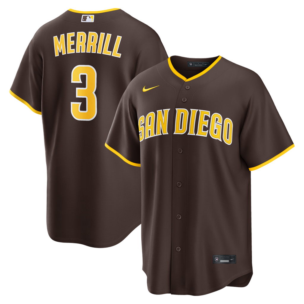 San Diego Padres Jackson Merrill Nike Road Replica Jersey - Brown