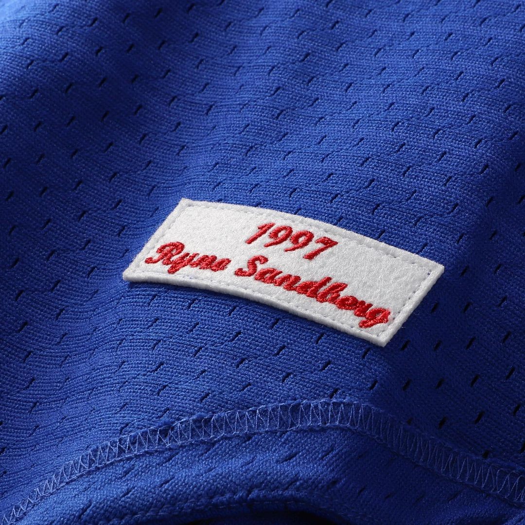 Chicago Cubs Ryne Sandberg Mitchell & Ness Cooperstown 1997 Mesh Batting Practice Button-Up Jersey - Royal
