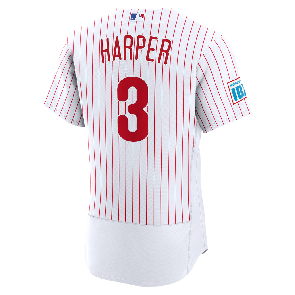 Philadelphia Phillies Bryce Harper Nike Home Authentic Sponsor Patch Jersey - White