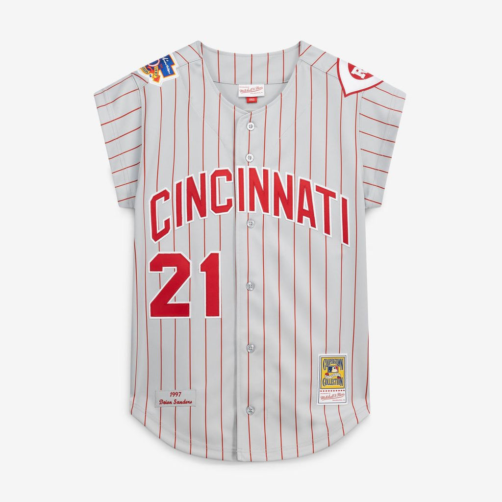 Cincinnati Reds Deion Sanders Mitchell & Ness 1997 Authentic Jersey - Gray