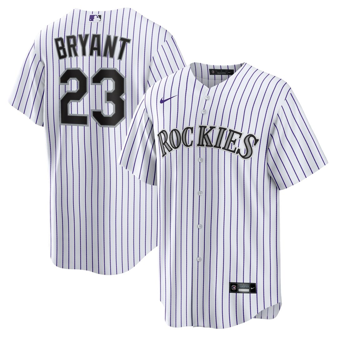 Colorado Rockies Kris Bryant Nike Replica Jersey - White/Purple