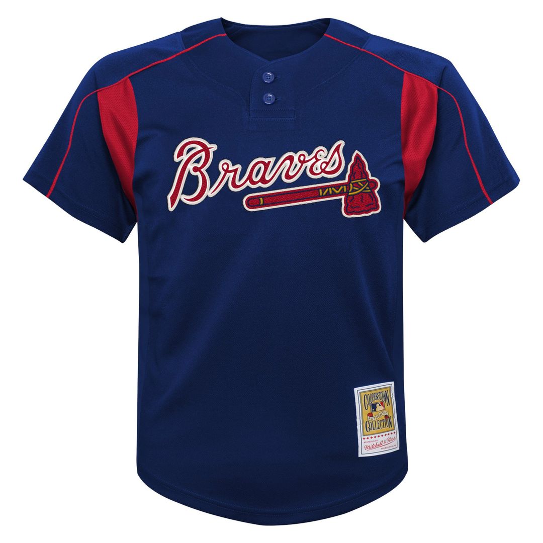 Atlanta Braves Chipper Jones Mitchell & Ness Youth Cooperstown Mesh Batting Practice Jersey - Navy