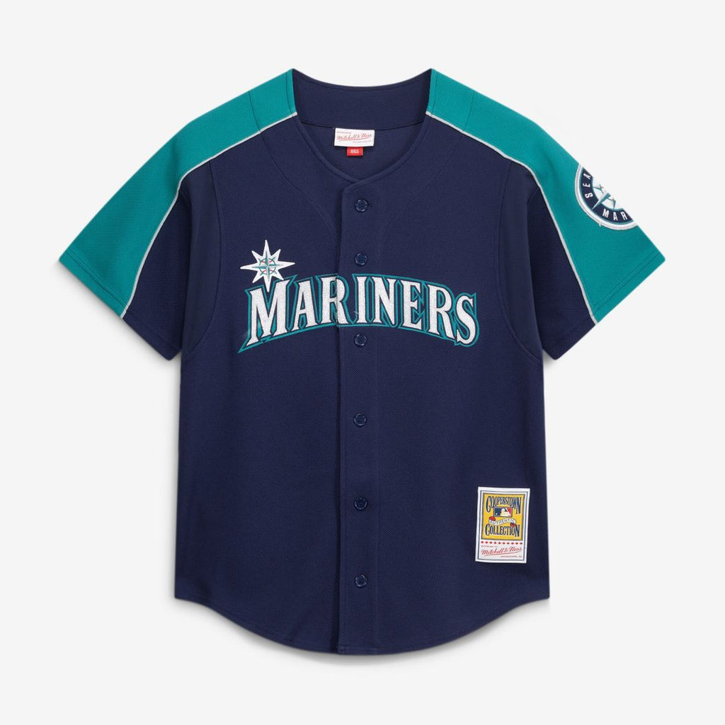 Seattle Mariners Ichiro Suzuki Mitchell & Ness 2006 Cooperstown Mesh Batting Practice Button-Up Jersey - Navy