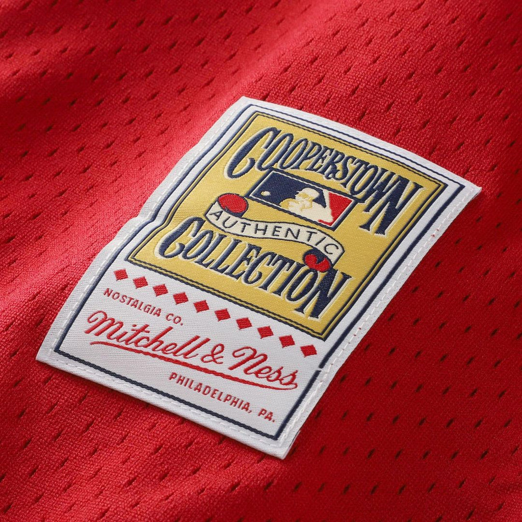 Cincinnati Reds Barry Larkin Mitchell & Ness Cooperstown Mesh Batting Practice Button-Up Jersey - Black