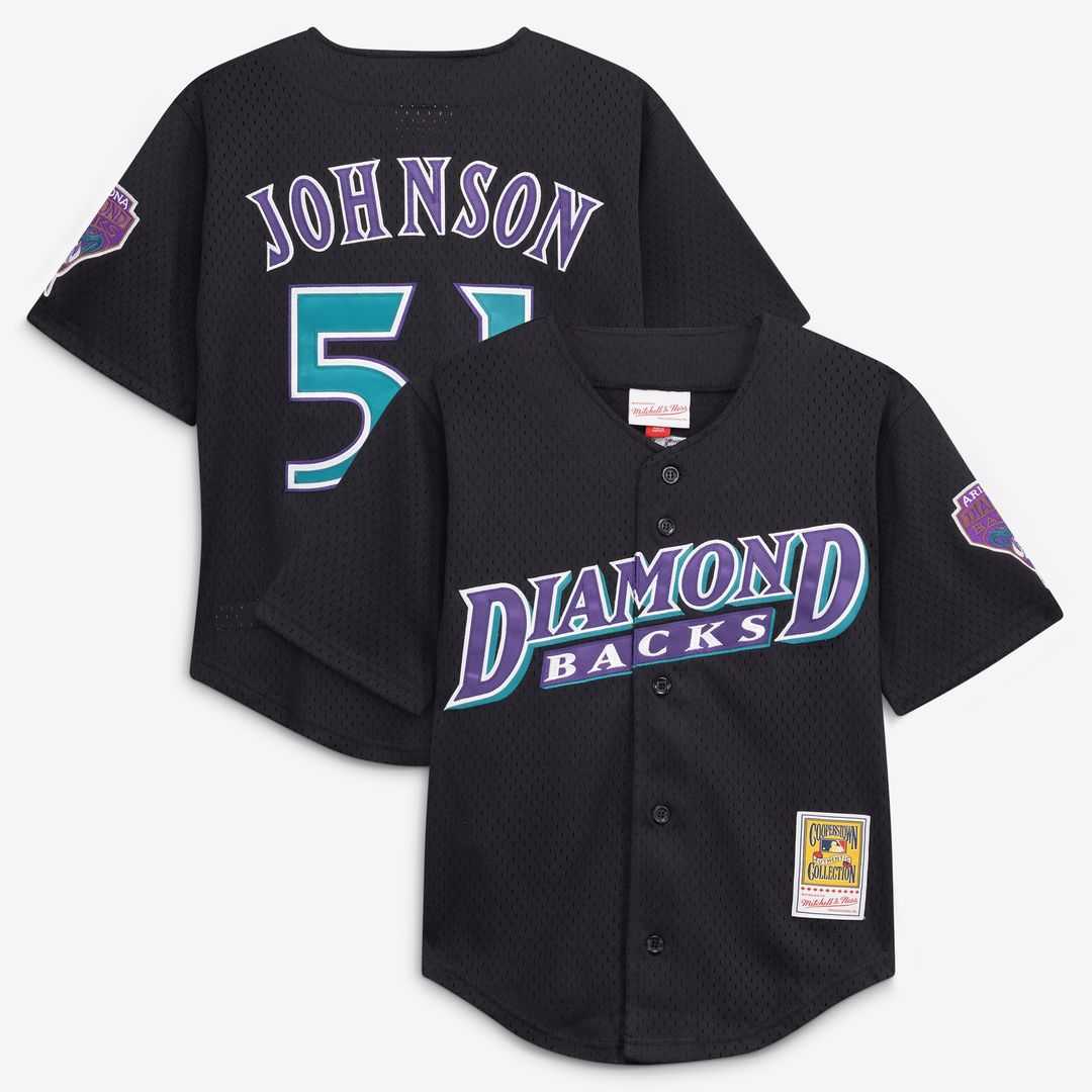 Arizona Diamondbacks Randy Johnson Mitchell & Ness Youth Cooperstown Mesh Batting Practice Jersey - Black