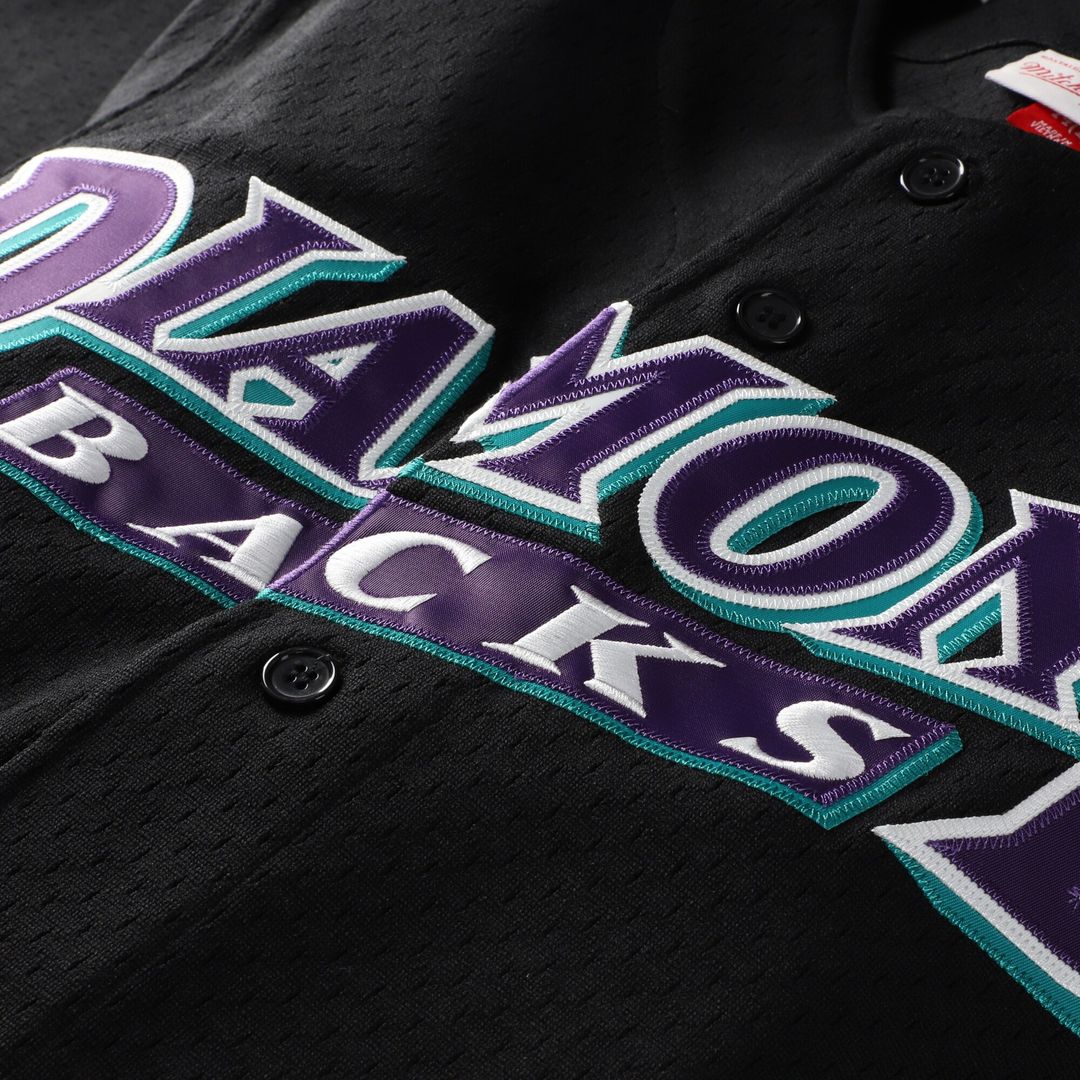 Arizona Diamondbacks Randy Johnson Mitchell & Ness Cooperstown Mesh Batting Practice Button-Up Jersey - Black