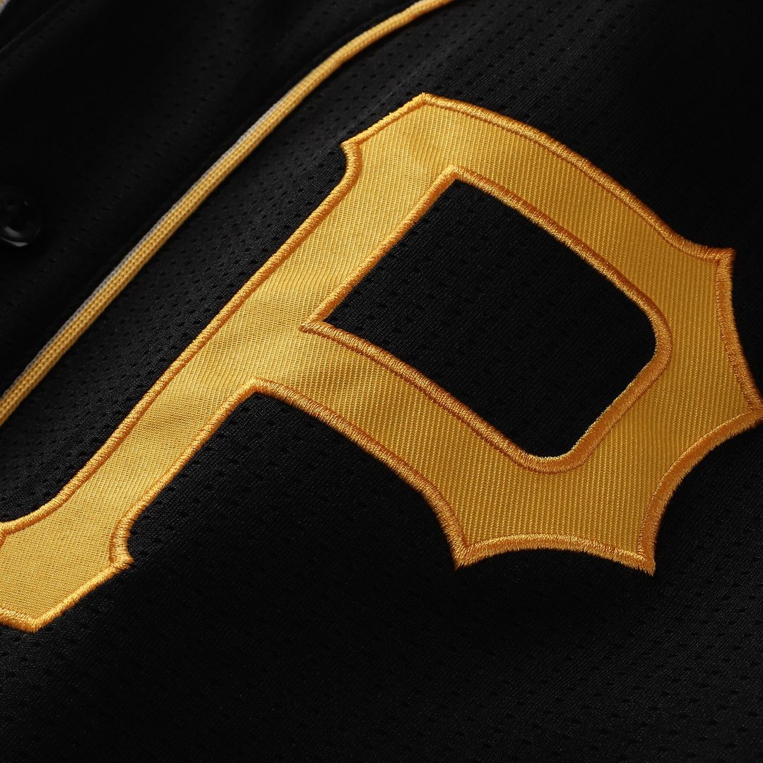 Pittsburgh Pirates Stitches Team Color Full - Button Fashion Jersey - Black