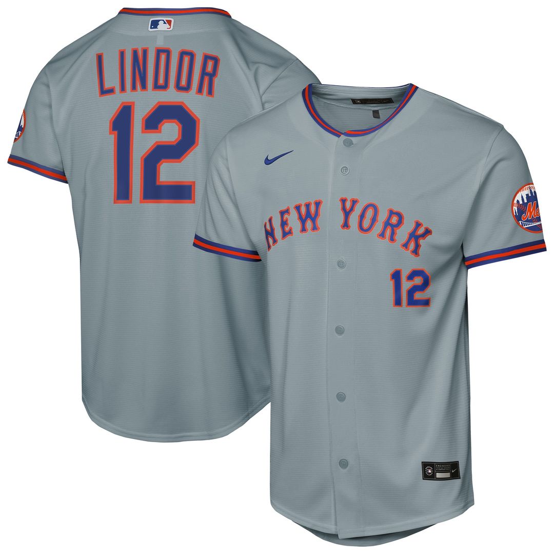 New York Mets Francisco Lindor Nike Youth Road Stadium Jersey - Gray