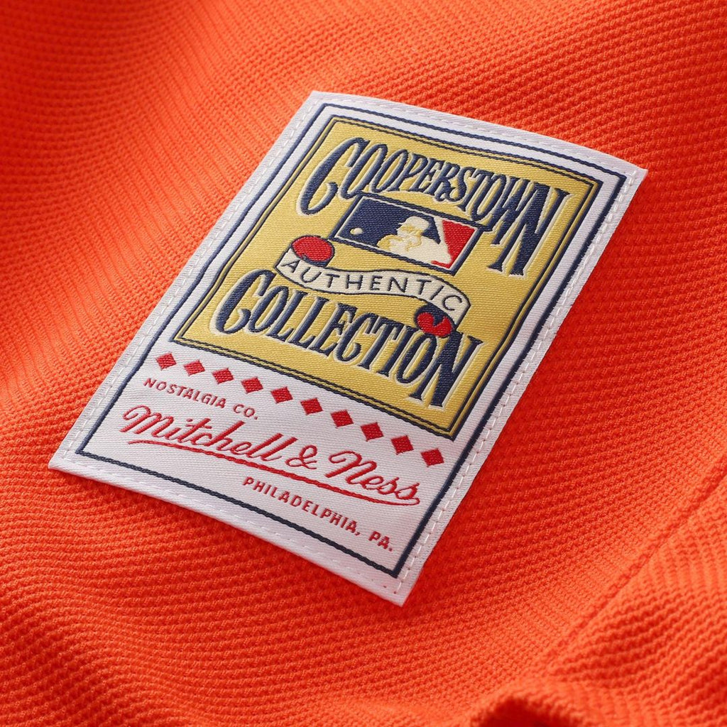 New York Mets Mike Piazza Mitchell & Ness Cooperstown Mesh Batting Practice Button-Up Jersey - Orange
