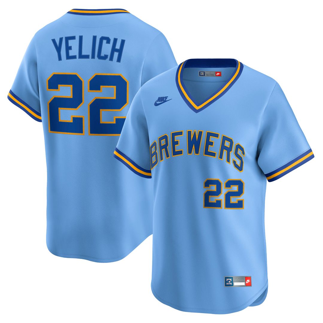 Milwaukee Brewers Christian Yelich Nike Cooperstown Limited Jersey - Powder Blue