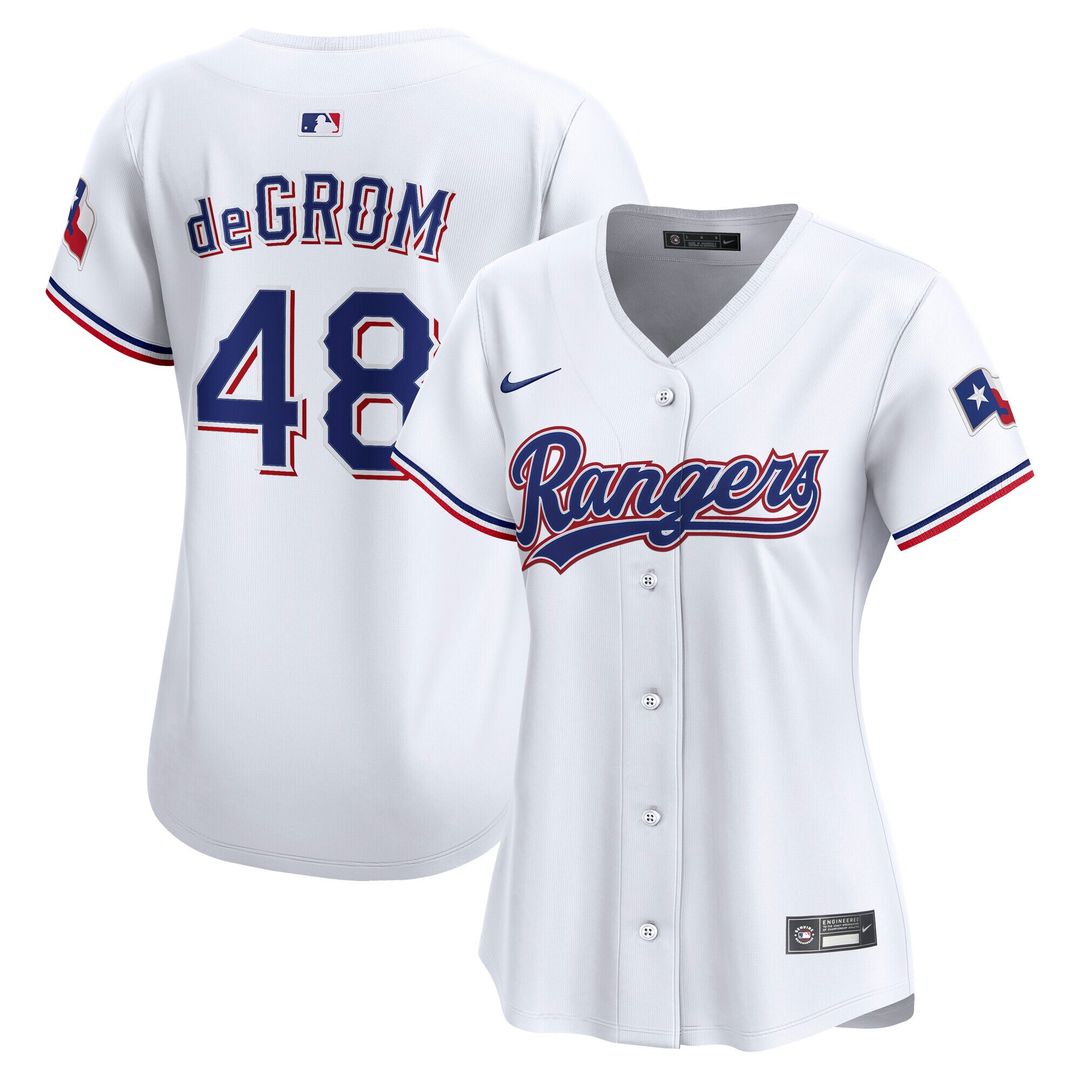 Texas Rangers Jacob deGrom Nike Women's Home Limited Jersey - White
