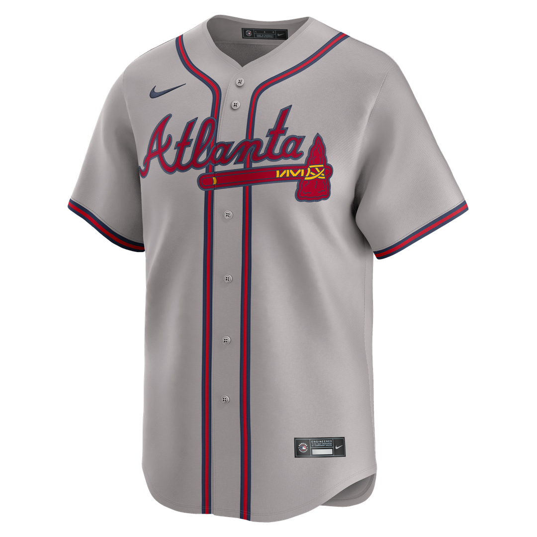 Atlanta Braves Ozzie Albies Nike Road Limited Jersey - Gray