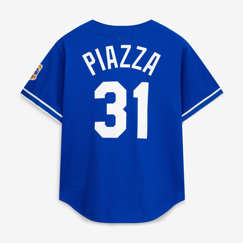Los Angeles Dodgers Mike Piazza Mitchell & Ness Cooperstown Mesh Batting Practice Button-Up Jersey - Royal