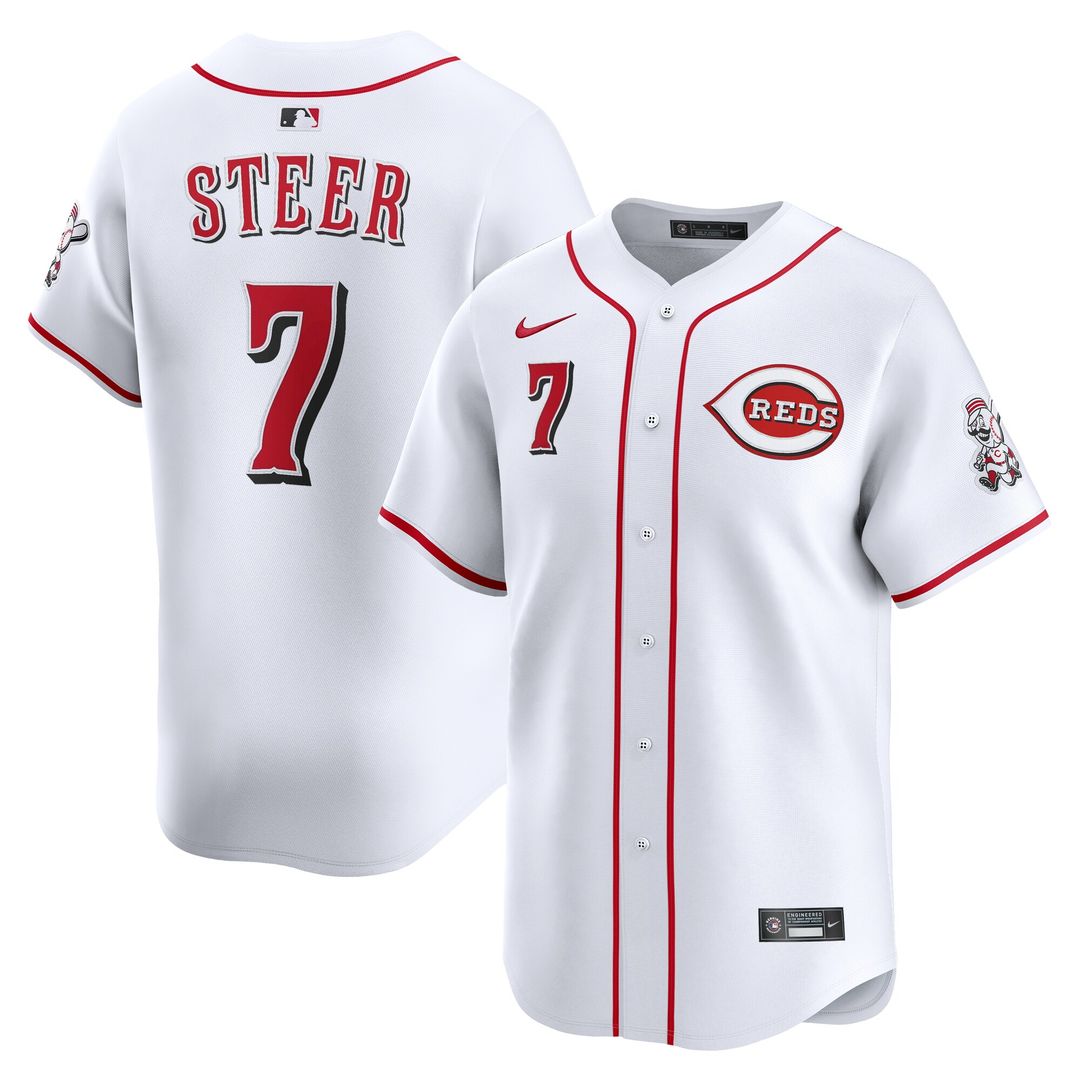 Cincinnati Reds Spencer Steer Nike Home Limited Jersey - White