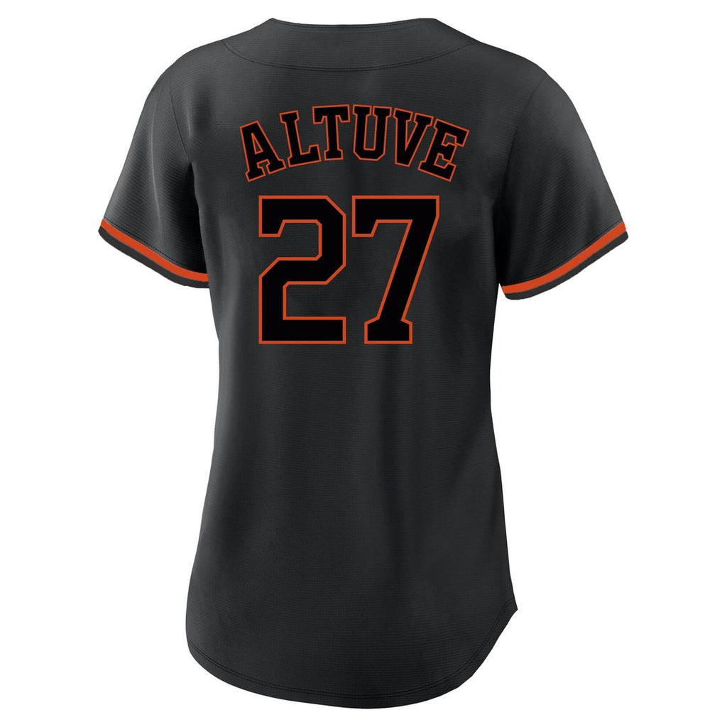 Houston Astros Jose Altuve Profile Women's Plus Size Player Name & Number Fashion Jersey - Black