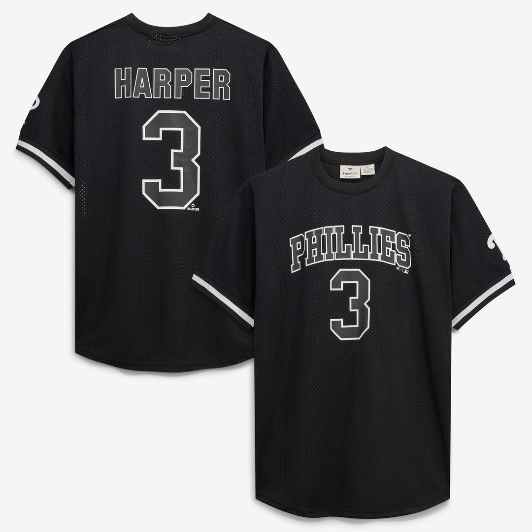 Philadelphia Phillies Bryce Harper Fanatics Big & Tall Heavyweight Mesh Jersey - Black/White